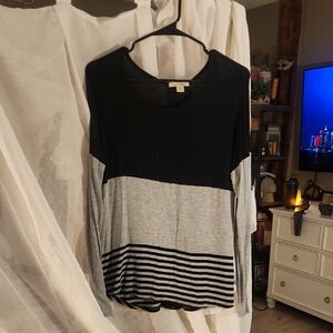 Miami Black and Gray Colorblock Long Sleeve Top